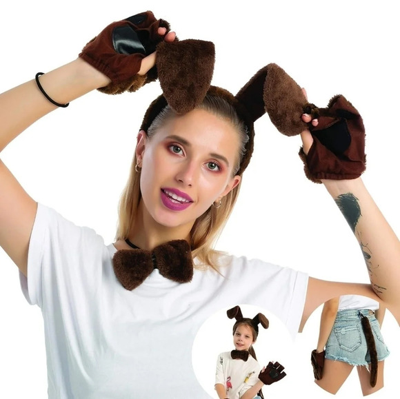 Dog Puppy Halloween Costume Ears Tail Paws Accessories - Picture 2 of 7